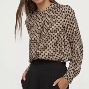 H&M x Richard Allan Black & Gold Geometric Print Blouse size 6